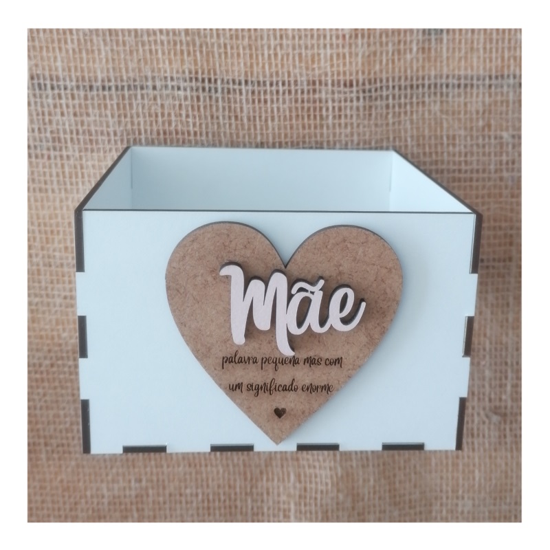 MADEIRA- CAIXA BRANCA 13X13X10CM C/APLICAÇAO MAE