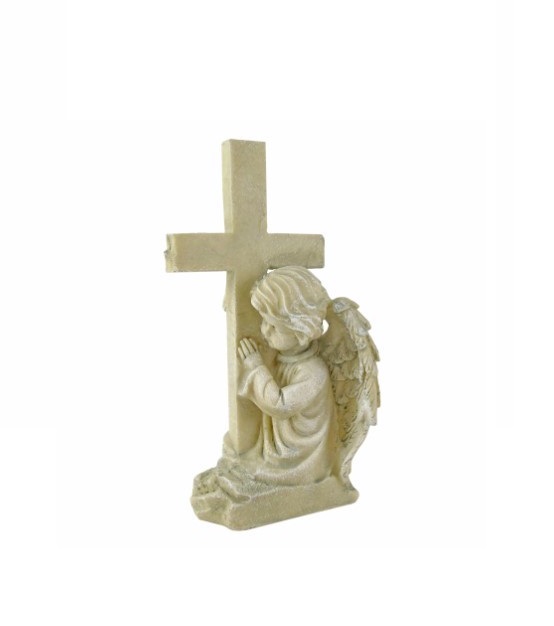 ANJO C/CRUZ CINZA 11x11x21cm