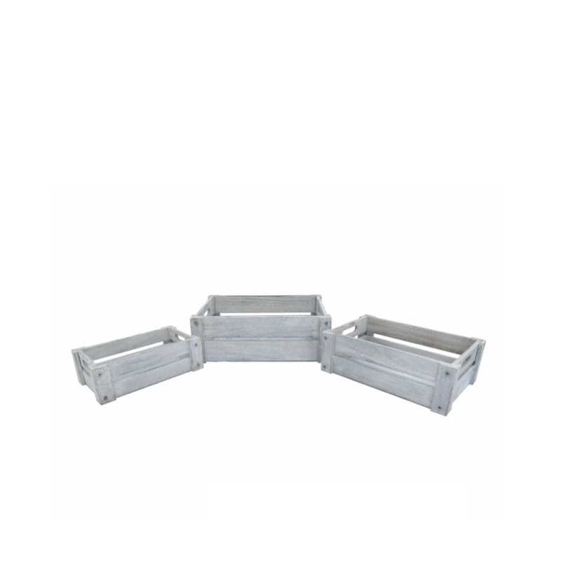 MADEIRA- CONJ. 3 CAIXAS CINZA 34X25X12CM