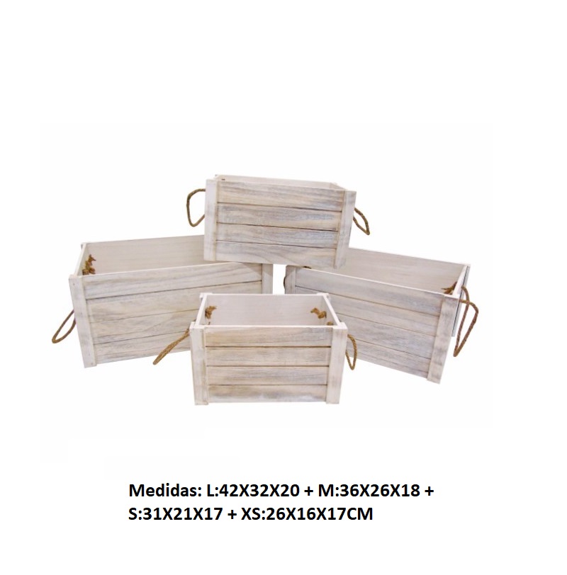 MADEIRA- CONJ. 4 CAIXAS 42X32X20CM
