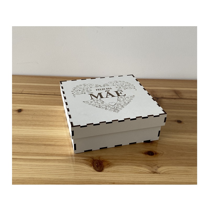 MADEIRA- CAIXA C/ TAMPA 16X6X16CM FELIZ DIA MÃE