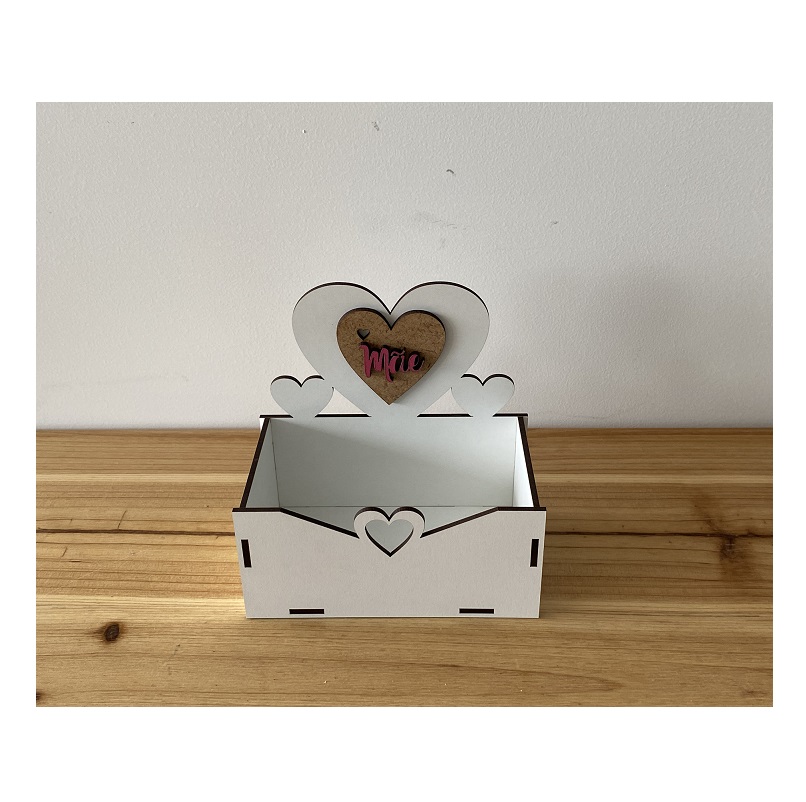 MADEIRA- CAIXA C/CORAÇAO MÃE BR. 13X13X8CM