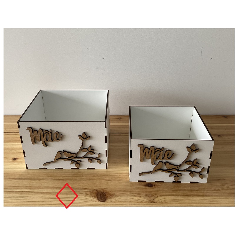 MADEIRA- CAIXA BRANCA 15X15X10CM MÃE
