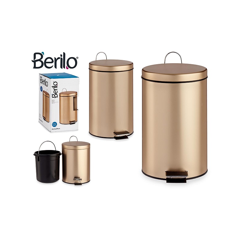 BALDE LIXO C/PEDAL 12L METAL DOURADO